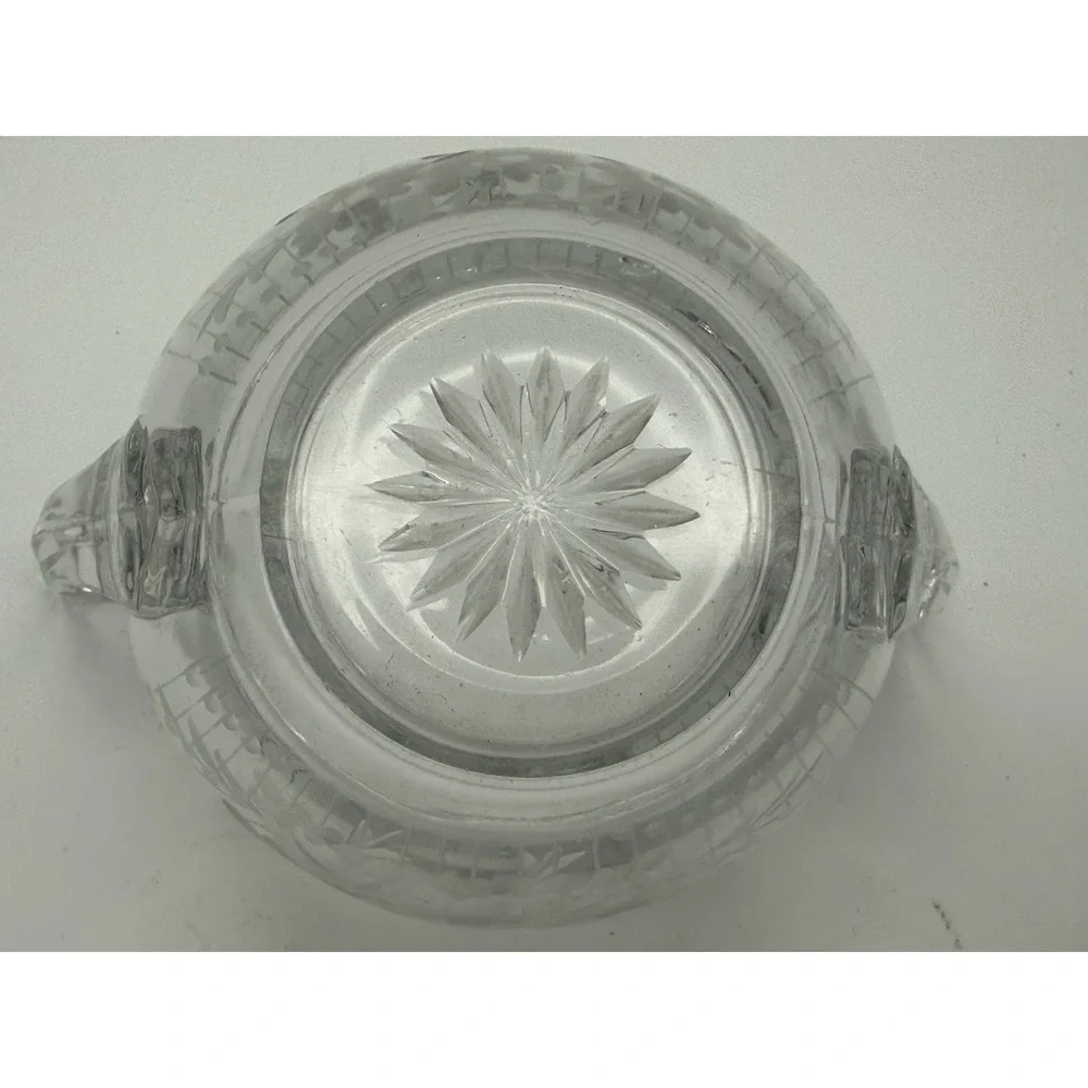 Vintage‎ Heisey Crystal Glass Open Sugar Bowl Etched Floral Design 1930's
